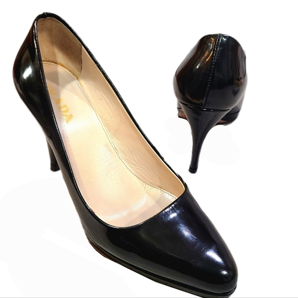 PRADA Patent Leather Pointed Toe Stiletto Heel Classic Platform Pump 36 - Picture 11 of 11